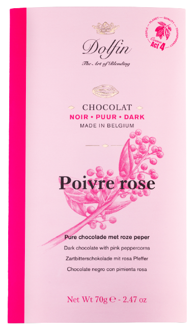 Dolfin Zartbitterschokolade mit rosa Pfeffer