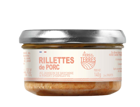 Schwein-Rillettes mit Bayonne-Schinken und Espelette-Pfeffer 140g